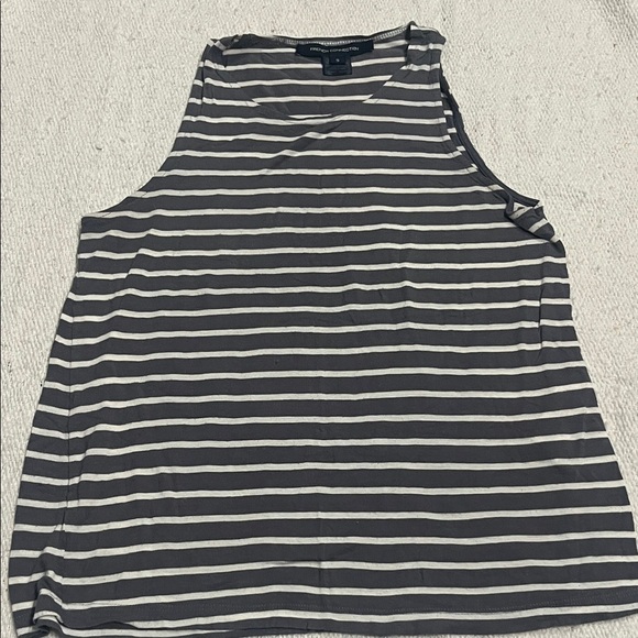 French Connection Charcoal and Cream Striped Tank Top - Picture 1 of 3